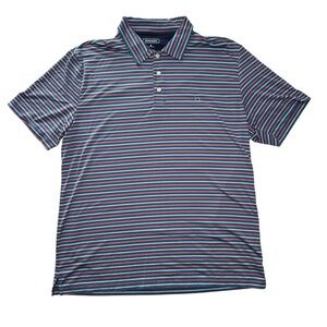 Crown & Ivy Blue and Red Striped Polo Shirt Mens size Medium